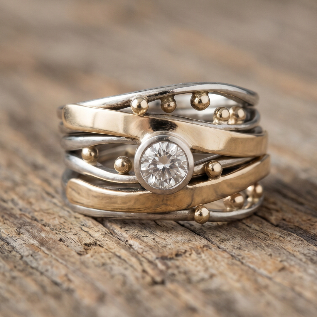 Regal - Vintage Gold Inlaid Zirconia Ring