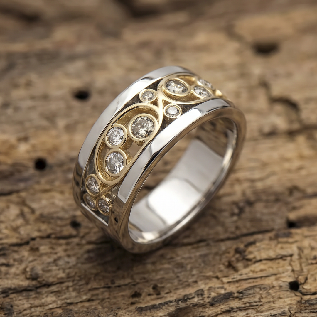 Vintage Gold and Silver Ivy Zirconia Ring