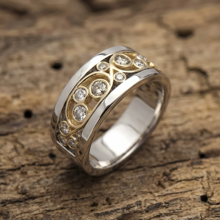 Vintage Gold and Silver Ivy Zirconia Ring