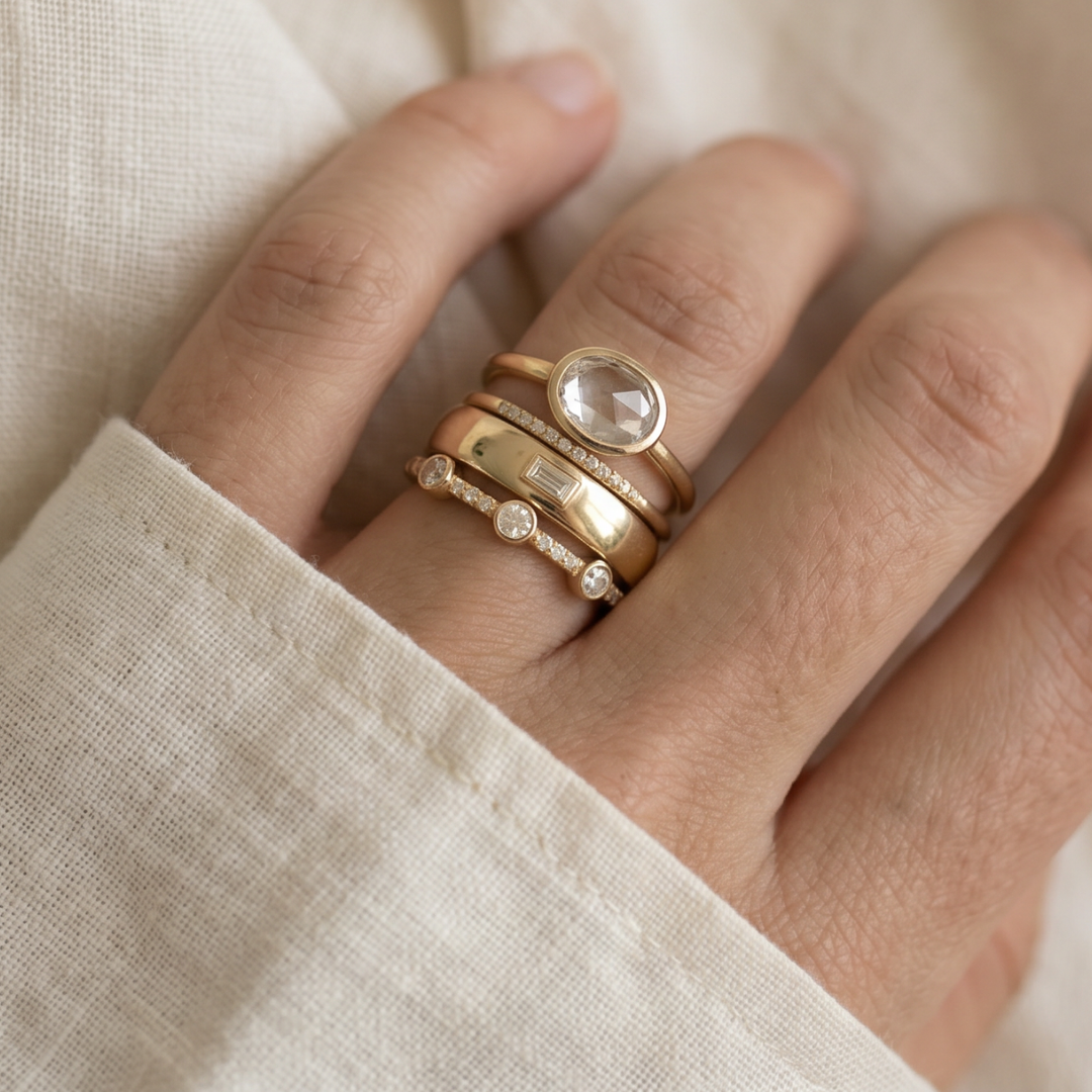 Lily - Antique Gold & Zirconia Ring Collection