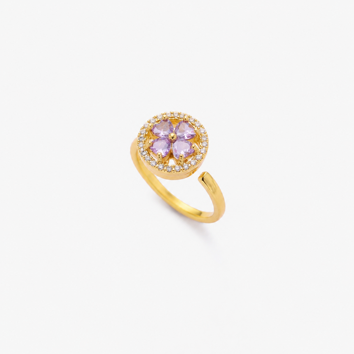 Sapphire-Accent Floral Gold Ring Design