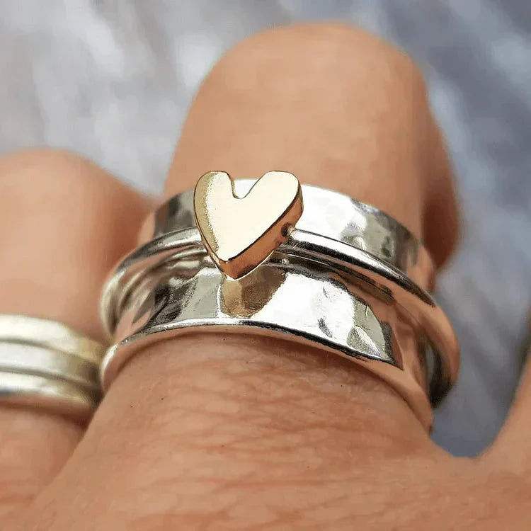 Vintage Silver and Gold Heart-Shaped Ring