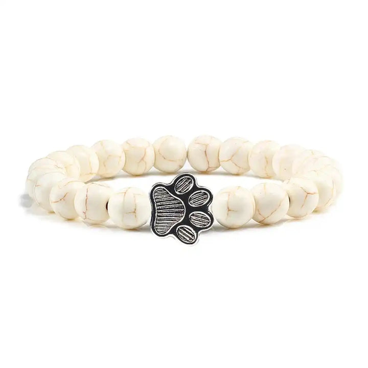 Natural Stone Paw Print Bead Bracelet
