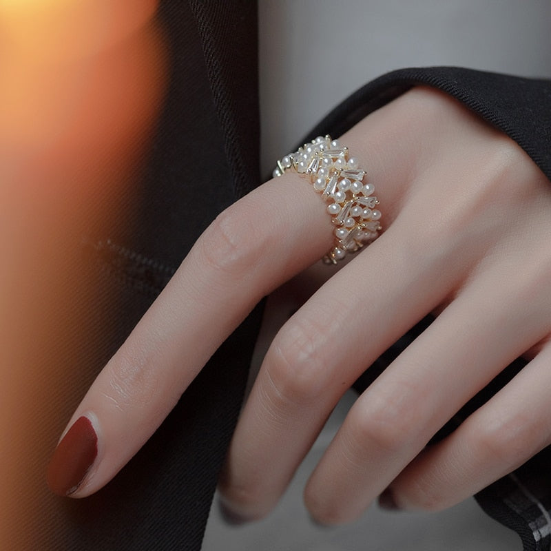 Opulent Gold Pearl Ring