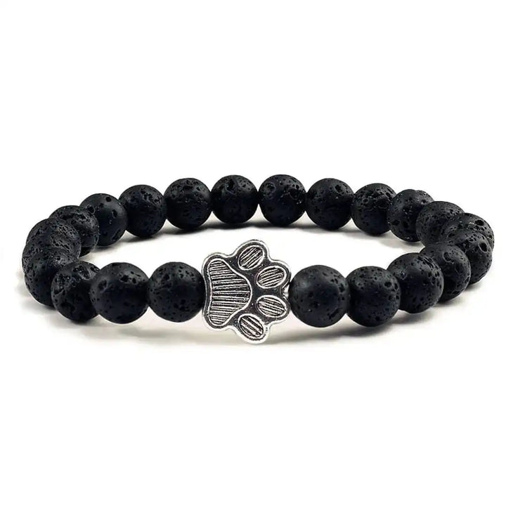 Natural Stone Paw Print Bead Bracelet