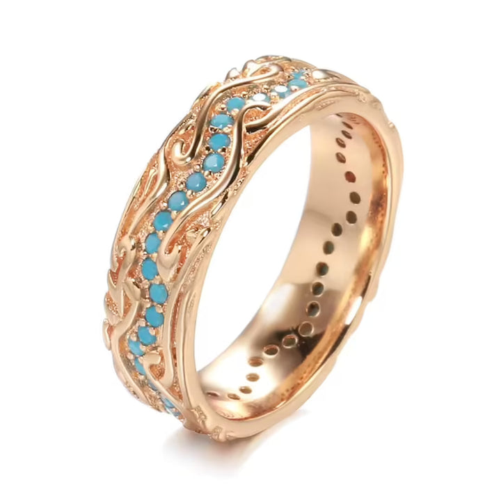 Vintage Rose Gold Turquoise Ring