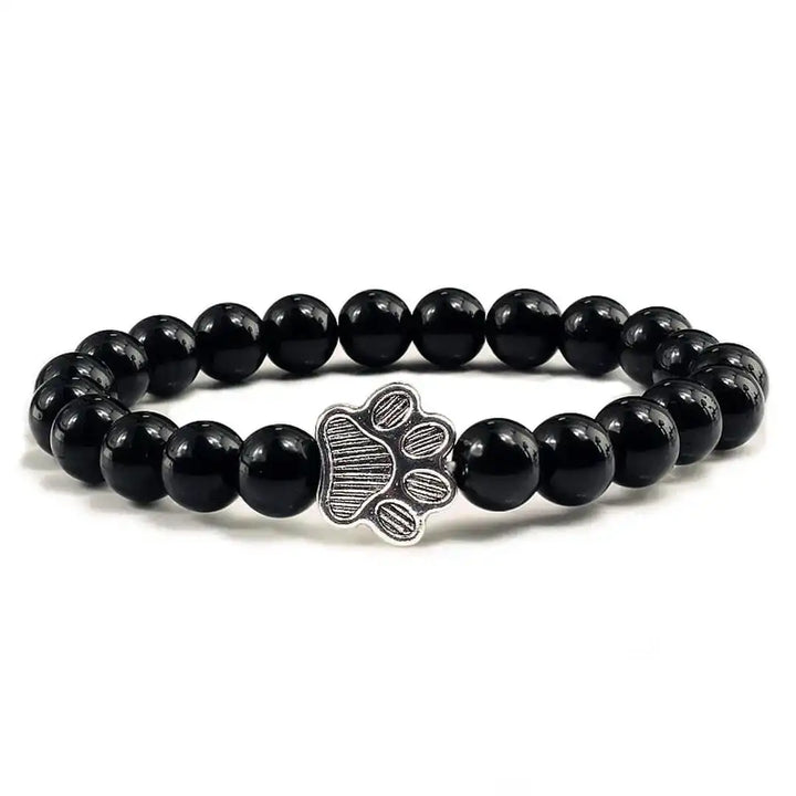 Natural Stone Paw Print Bead Bracelet