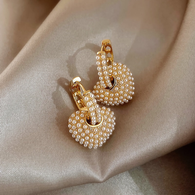 Pearl Heart Earrings