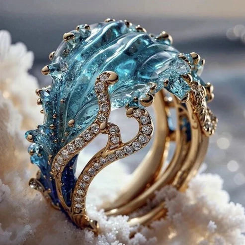 Tropical Ocean Wave Gold Band