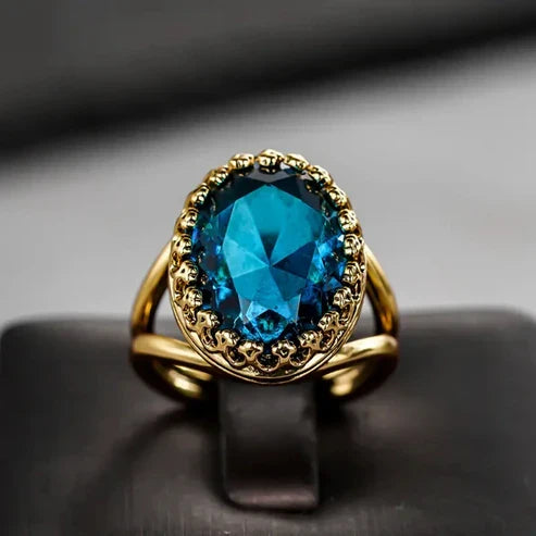 Golden Ring with Blue Sapphire