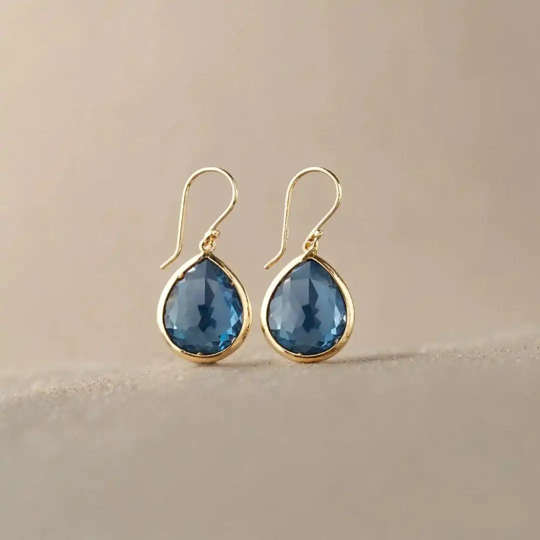 Retro Aqua Crystal Drop Earrings
