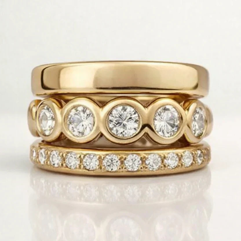 Zirconia-Enhanced Gold Ring