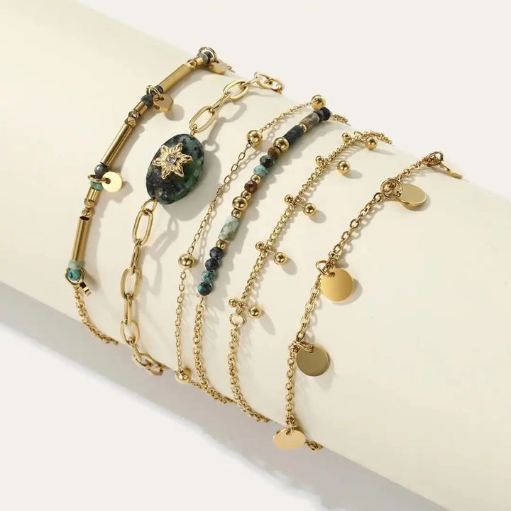 Turquoise Bracelet Collection with Gold Lava Accents