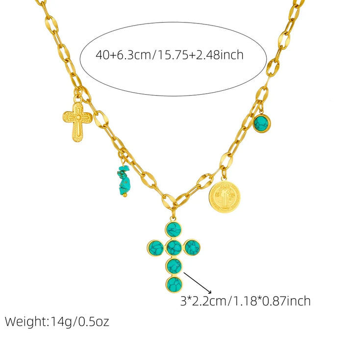 Distinctive Turquoise Cross Necklace Pendant