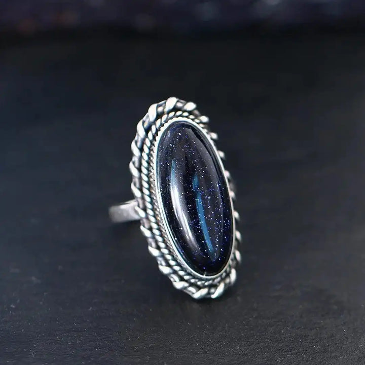 Vintage Silver Blue Sandstone Ring