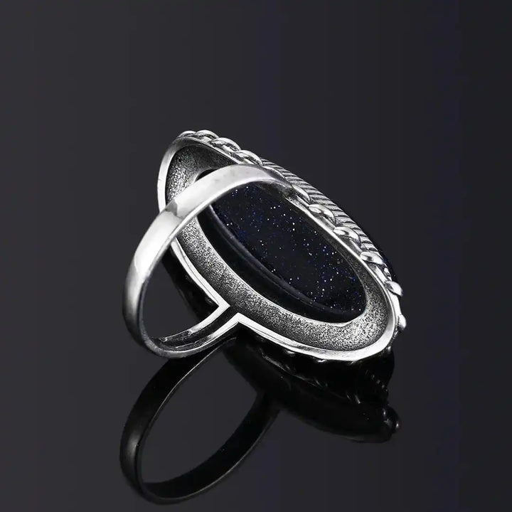 Vintage Silver Blue Sandstone Ring