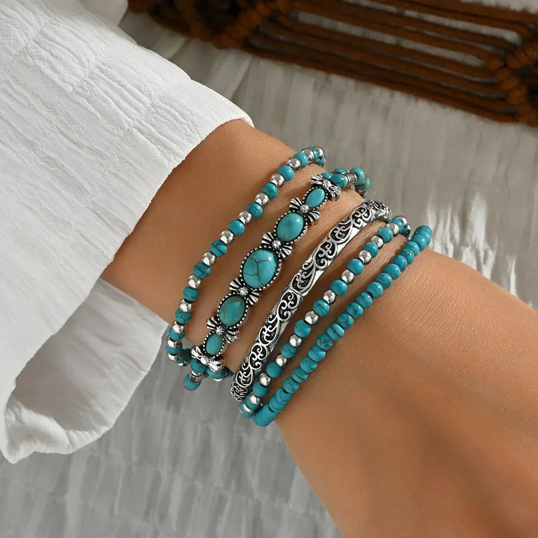 Bohemian-Inspired Turquoise Bead Bracelet Collection