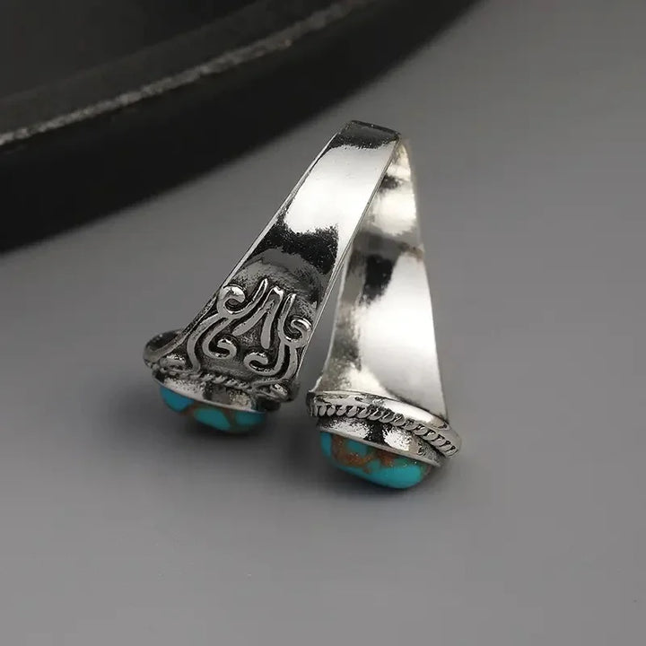 Delightful Vintage Turquoise Cross Band Ring