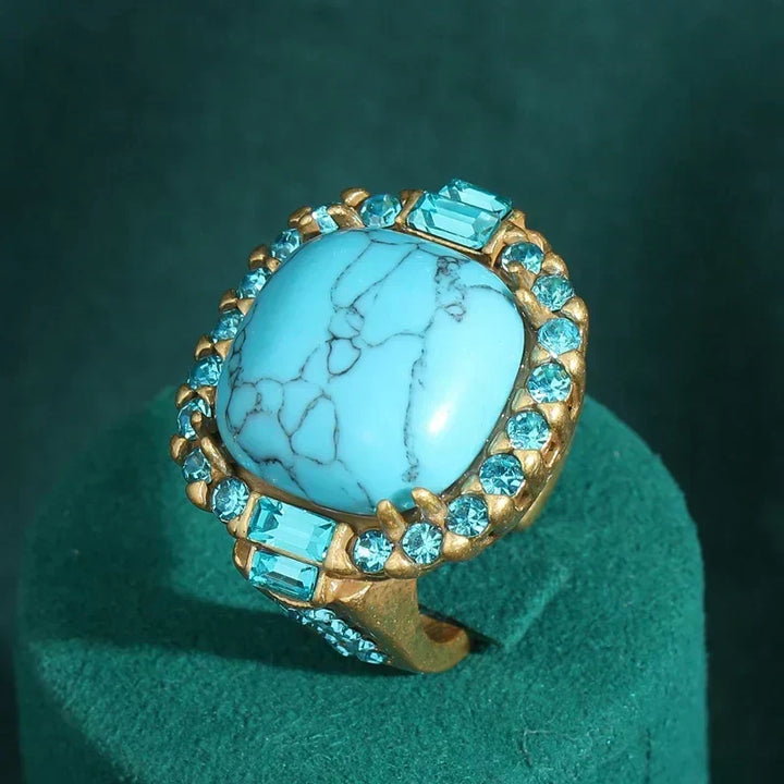 Vintage Art Deco Turquoise and Gold Band