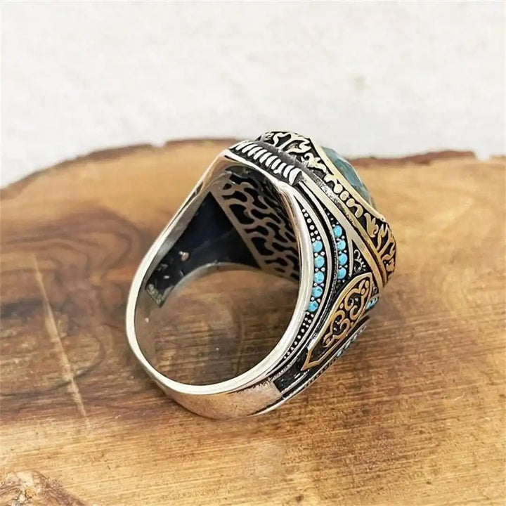 Antique Silver Blue Zircon Band