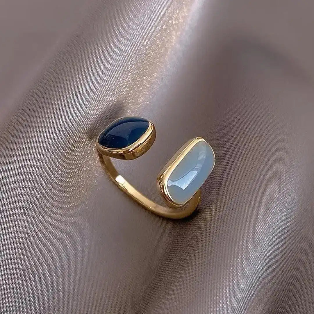 Bohemian Adjustable Ring with Blue Gemstone