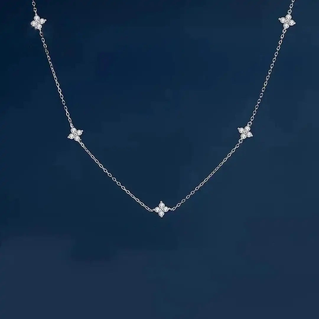 Beautiful Floral Inlay Zirconia Necklace