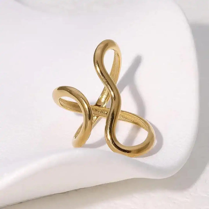 Adjustable Golden Charm Ring