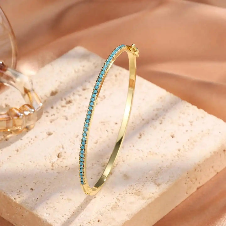 Turquoise Gemstone Bracelet with Golden Accents
