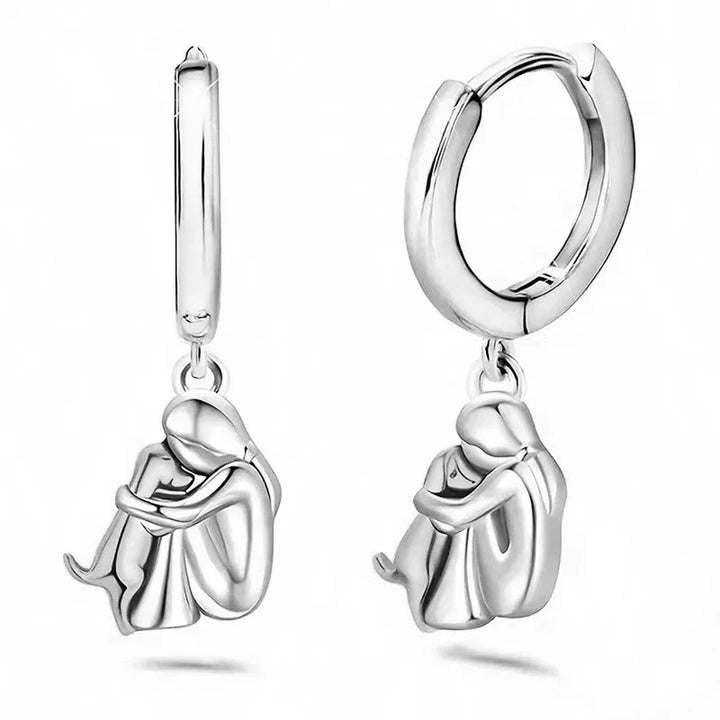 Μινιμαλιστικά σκουλαρίκια ασημένια με σχέδιο σκυλάκι