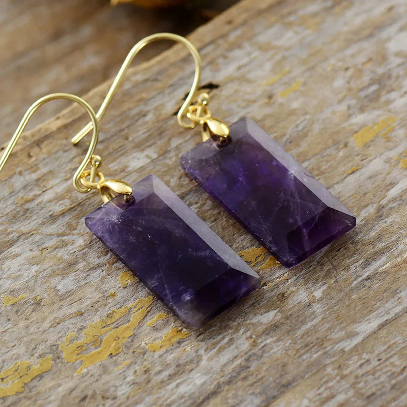 Amethyst Gold Earrings with Lunar Radiance