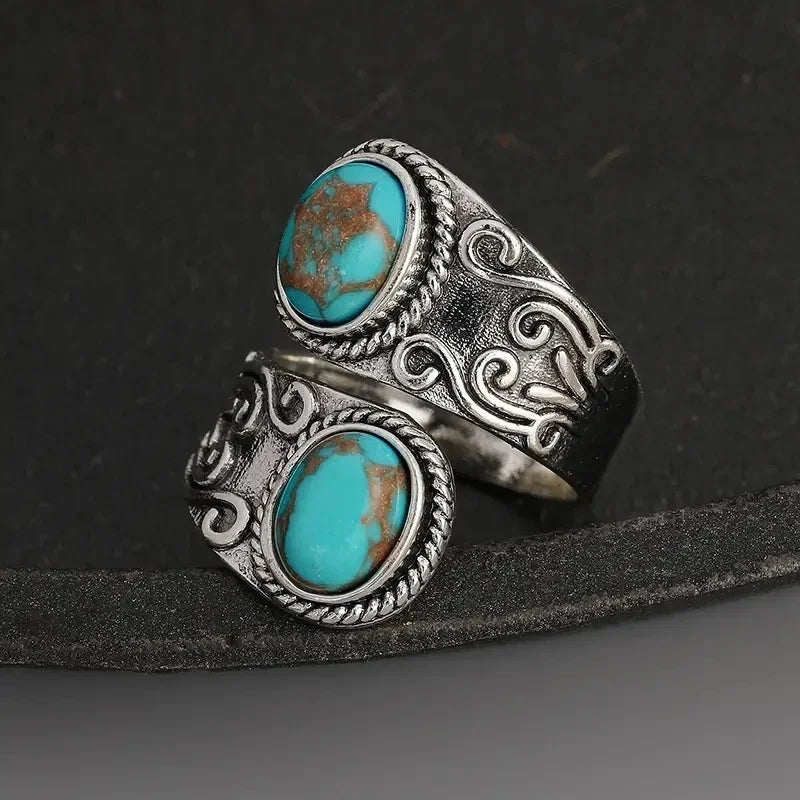 Stylish Vintage Turquoise Cross Ring
