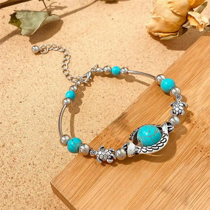 Aqua Vintage Silver Turquoise Bracelet