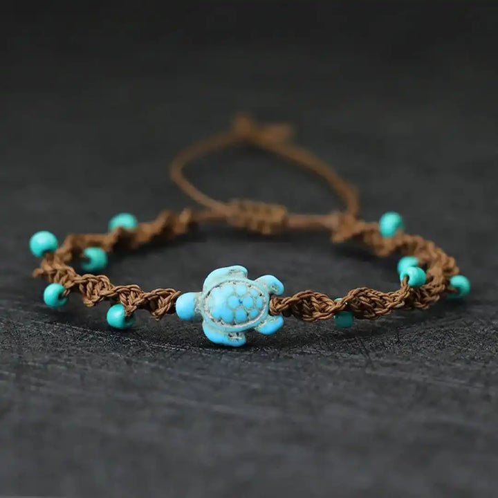 Bohemian Turtle Beaded Bracelet with Cord