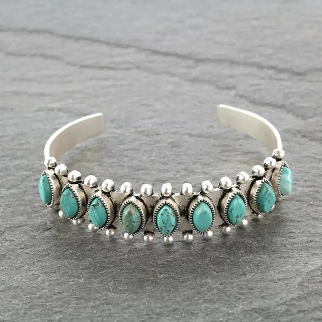 Antique Tibetan Silver Gemstone Bracelet