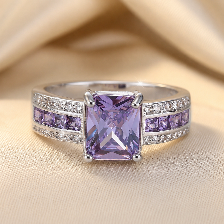 Channel-Set Silver Ring Featuring Amethyst