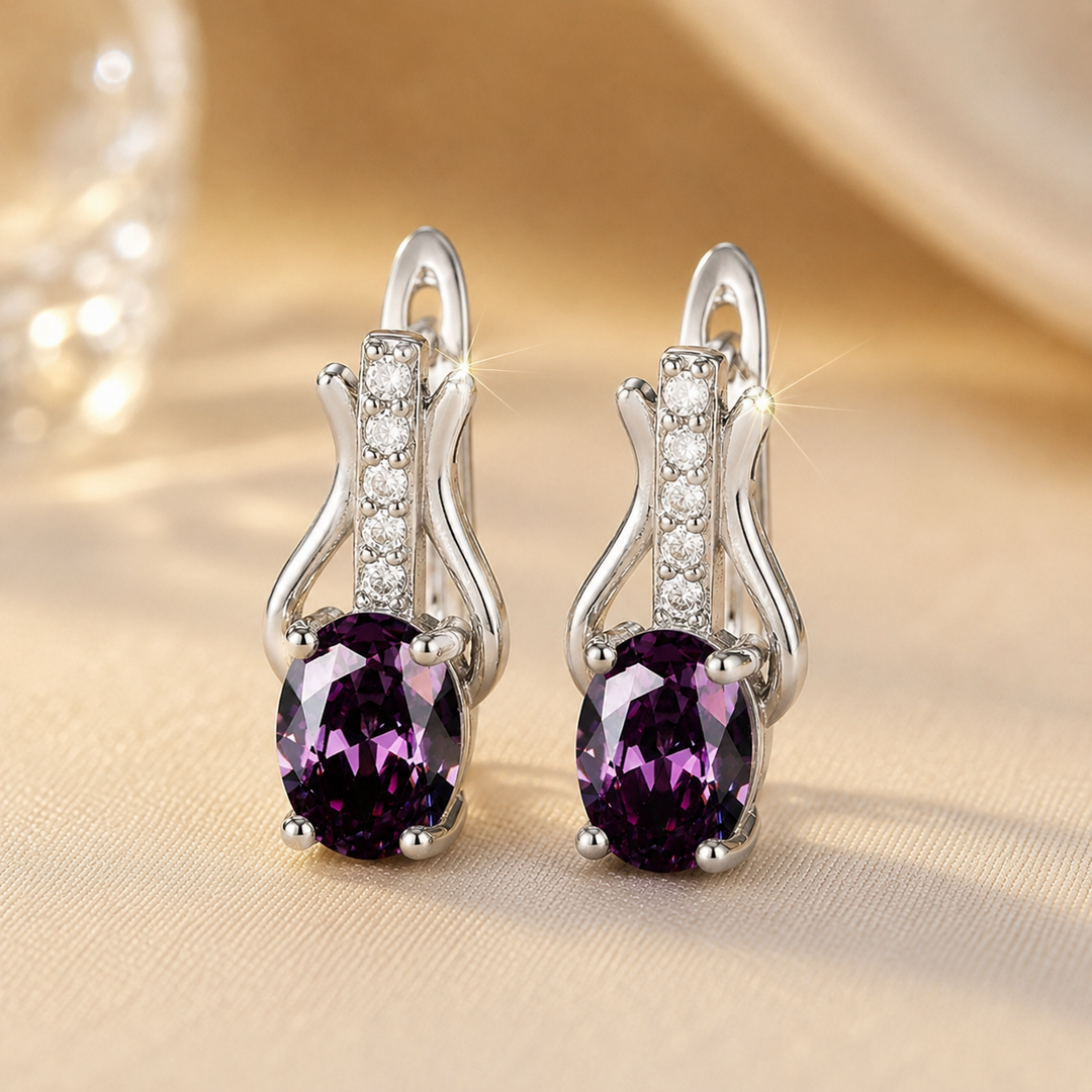 Amethyst Dangle Earrings in Silver