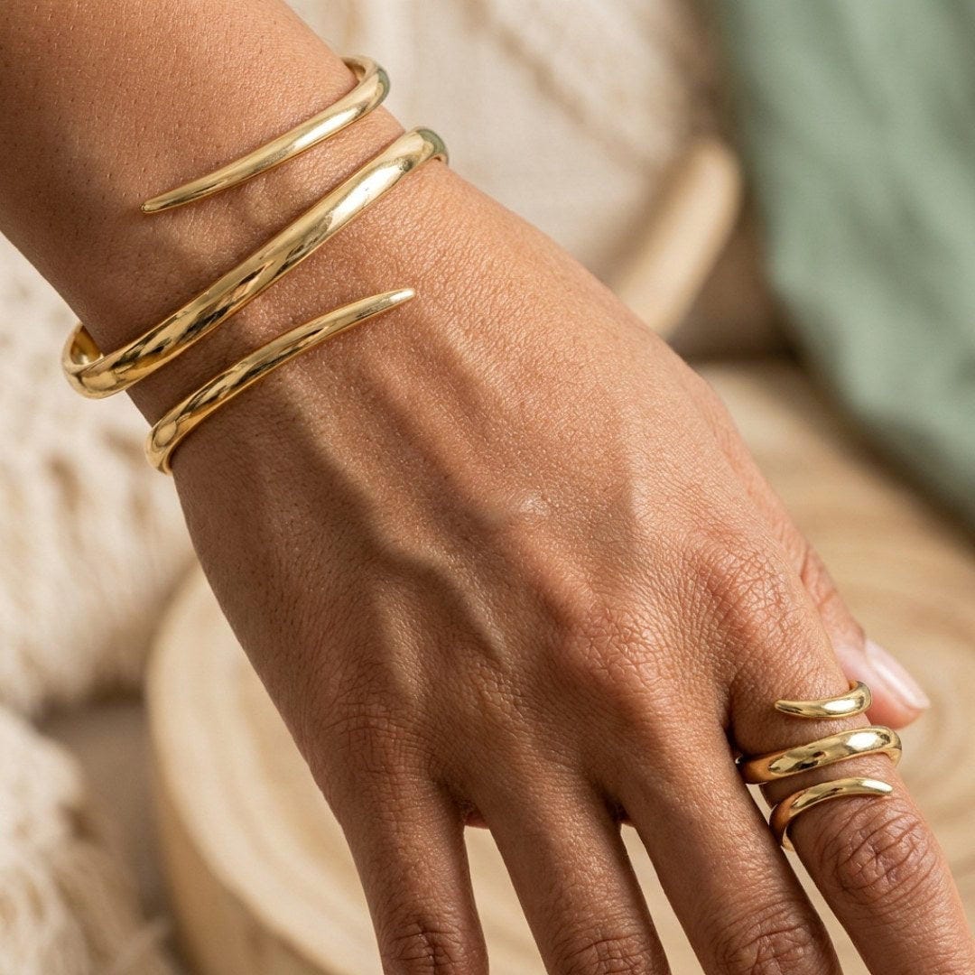 Abstract Serpent Bracelet and Ring Duo