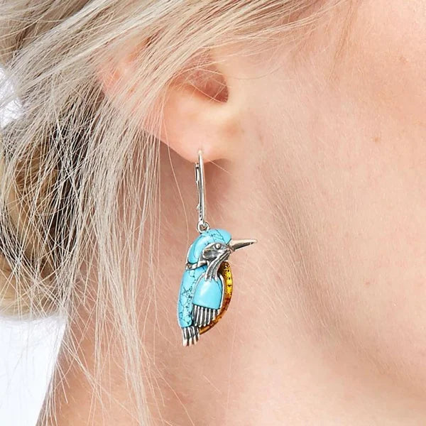 Μπλε Εμαγιέ Σκουλαρίκια Κολιμπρί
