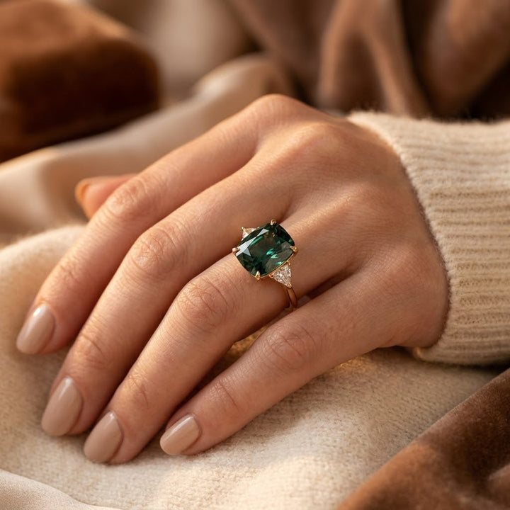Emerald Solitaire Ring in Gold
