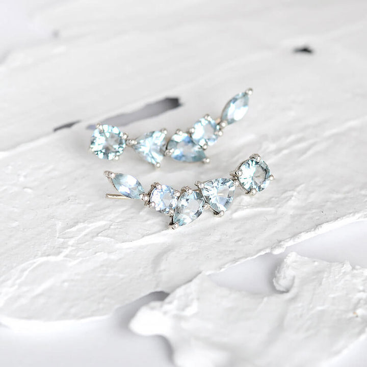 Φυσικά Σκουλαρίκια Aquamarine Σχέδιο Ear Climber