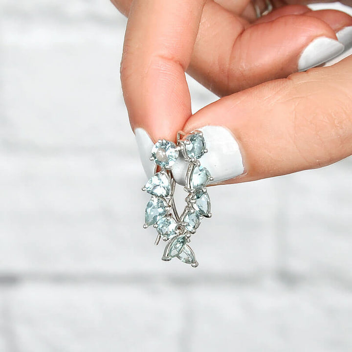 Φυσικά Σκουλαρίκια Aquamarine Σχέδιο Ear Climber