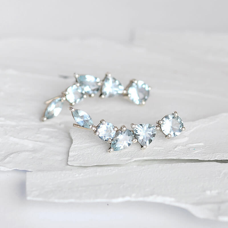 Φυσικά Σκουλαρίκια Aquamarine Σχέδιο Ear Climber