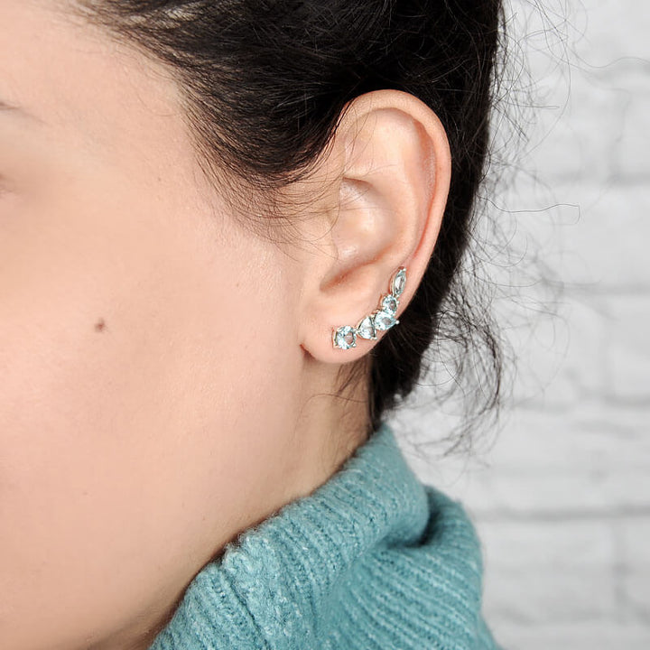 Φυσικά Σκουλαρίκια Aquamarine Σχέδιο Ear Climber