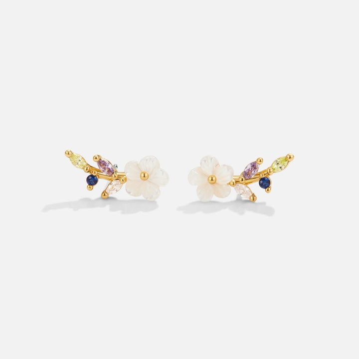 Ivory Petal Crystal Earrings