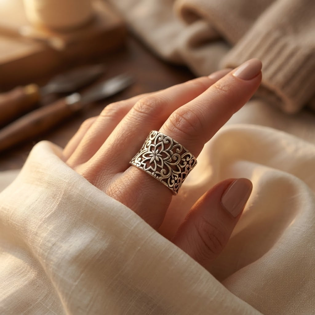 Intricate Silver Filigree Band