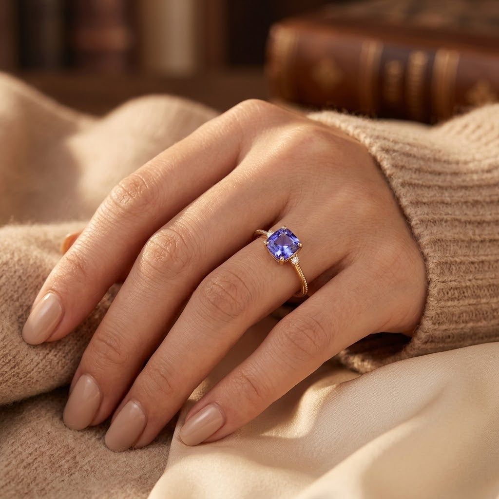 Gold Amethyst Solitaire Ring
