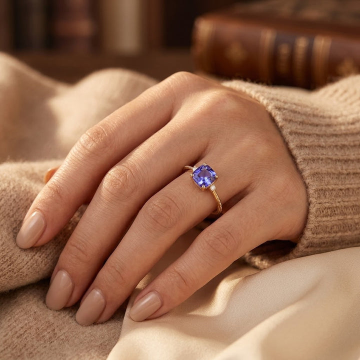 Amethyst Gold Solitaire Ring
