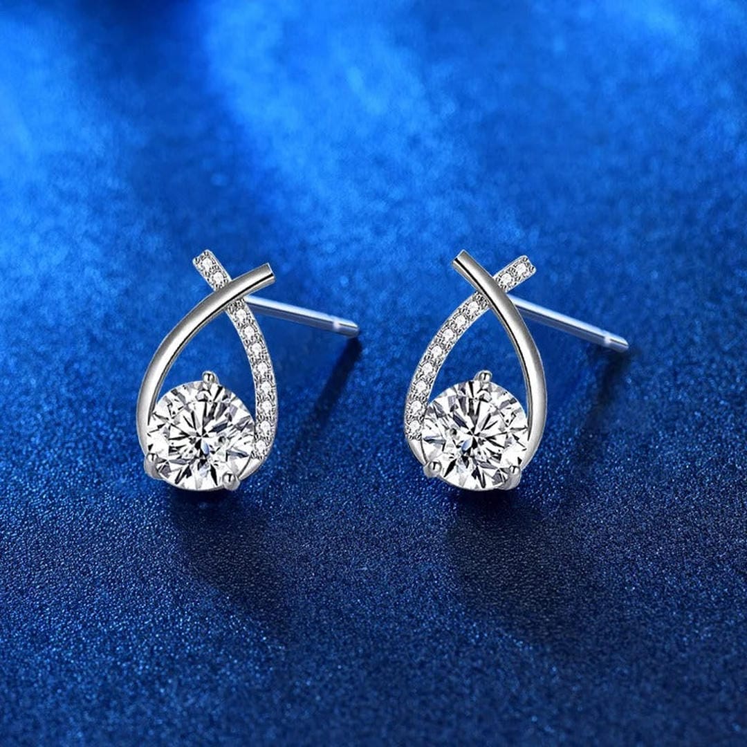 Chic Twisted Teardrop CZ Stud Earrings