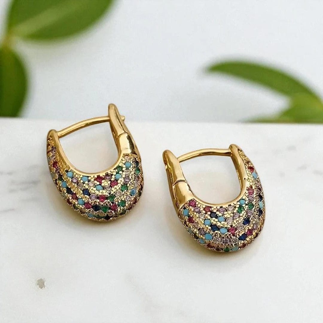 Stylish Vibrant Crystal-Studded Earrings
