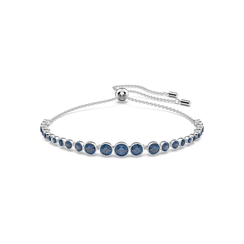 Λευκόχρυσο τενιστικό βραχιόλι με κομμένο ζαφείρι